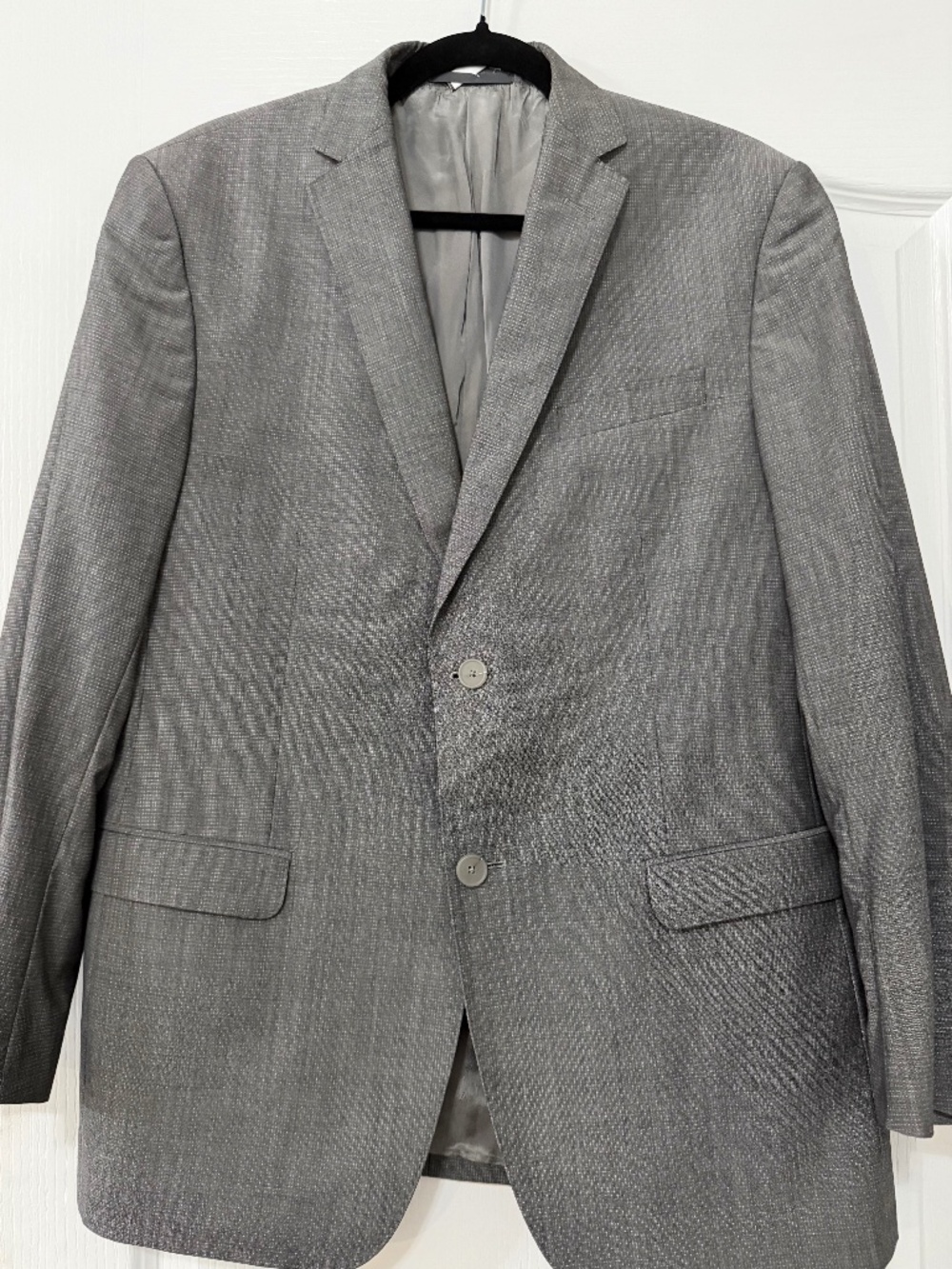 Z Zegna Grey Sharkskin Pick-and-Pick Wool Blazer Suit Jacket Slim Fit 40R 50R